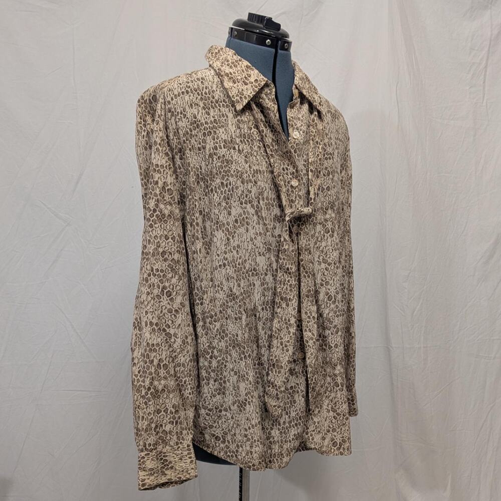 Style & Co Collection Woman Silk Animal Print Tie-Neck Bow Blouse , size 18W
